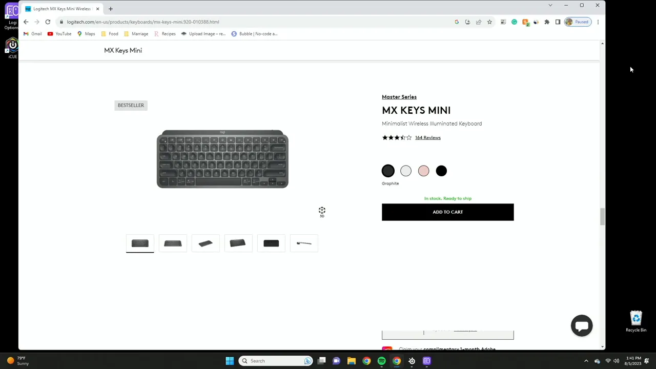 Color swatches showing graphite, pale gray, rose and black options