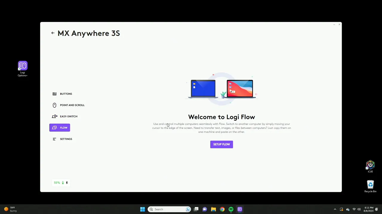 Easy-Switch and Flow settings to switch between paired computers and share files
