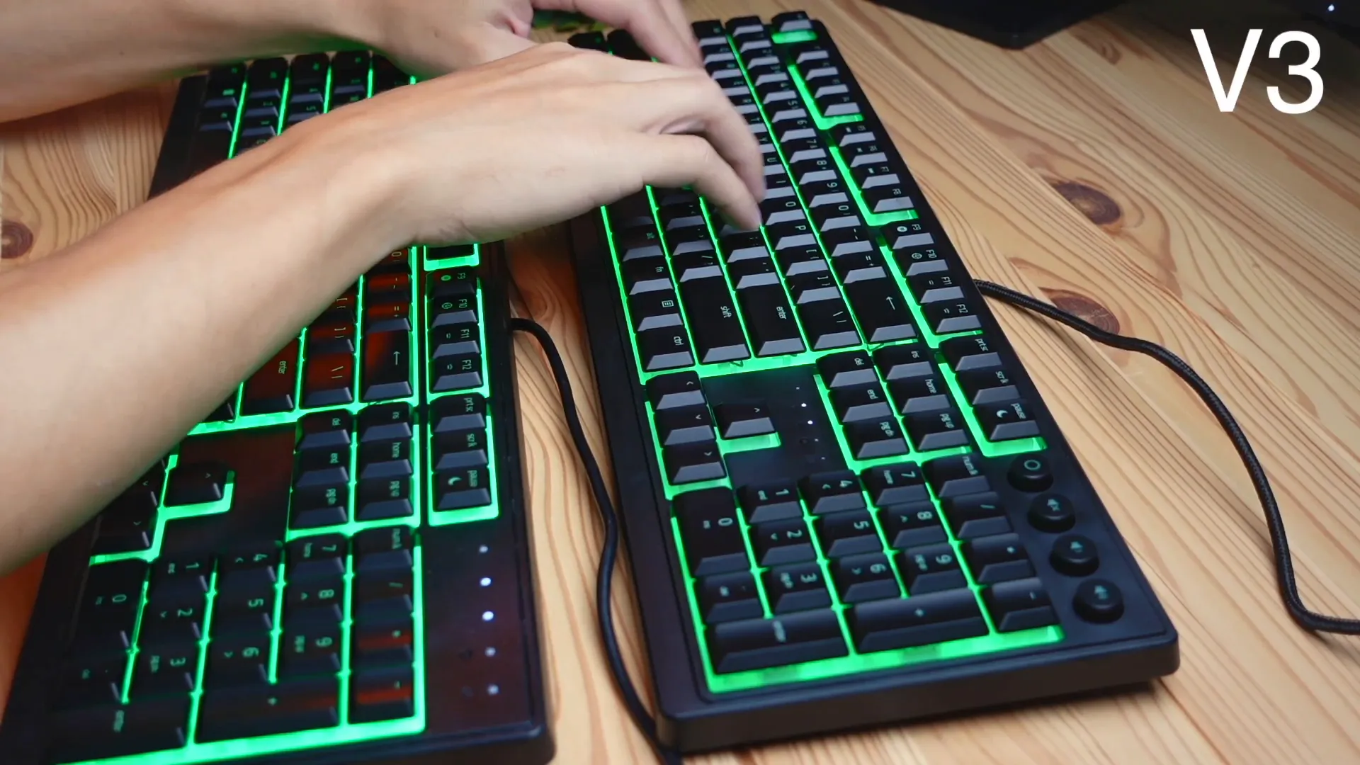 Typing test comparison between Razer Ornata V3 and V3 X