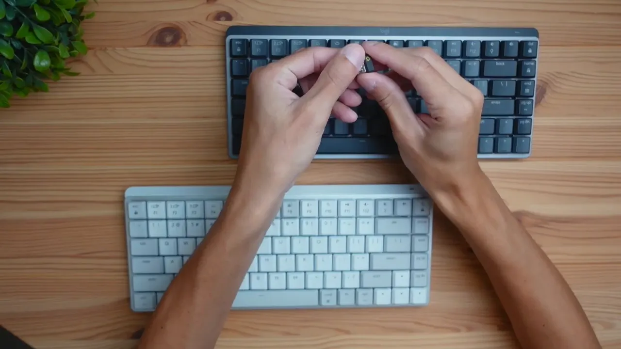Close-up of the tactile quiet switch label on the for Mac keyboard.