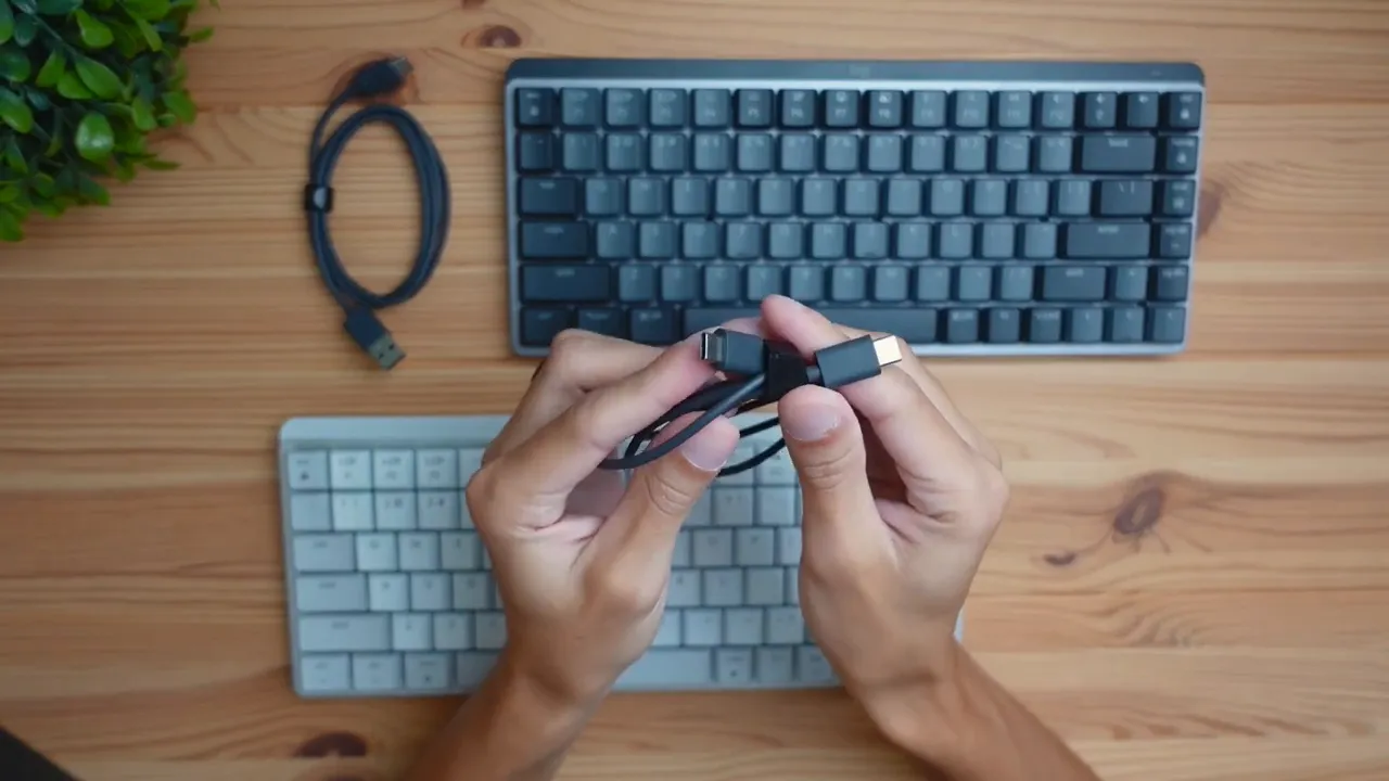 Comparison of the two included cables: USB-A to USB-C versus USB-C to USB-C.