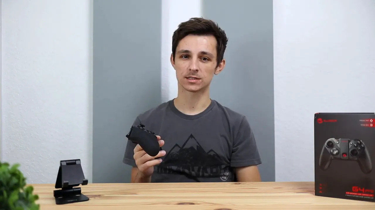 GameSir G4 Pro controller held up with front side facing camera