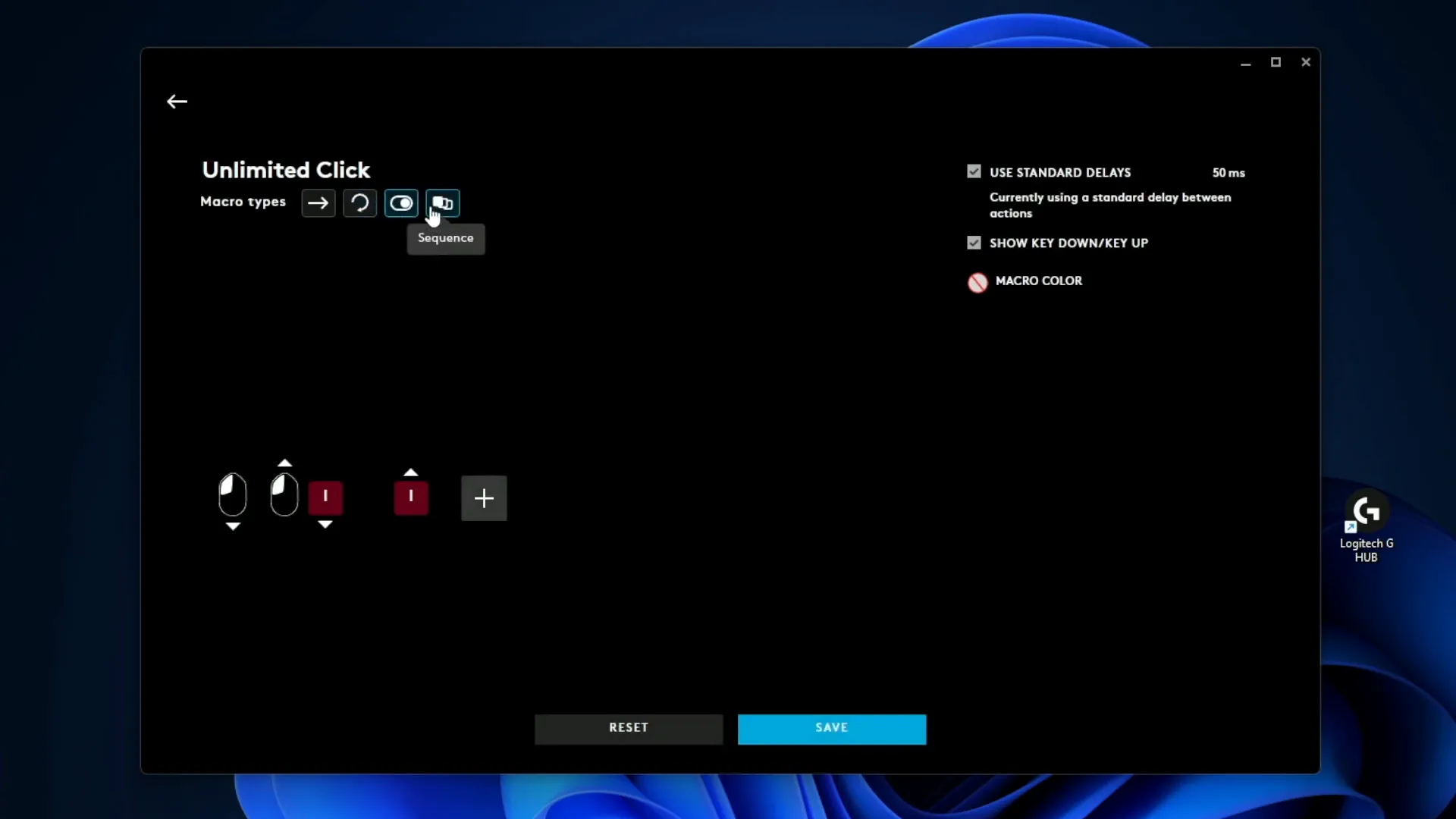 Adjusting macro timing in G Hub
