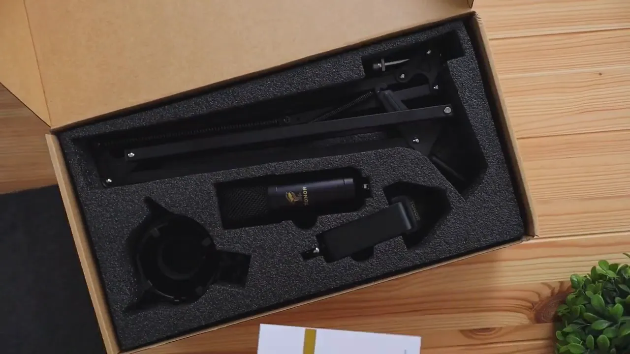 Tonor TC20 condenser microphone kit components inside the box