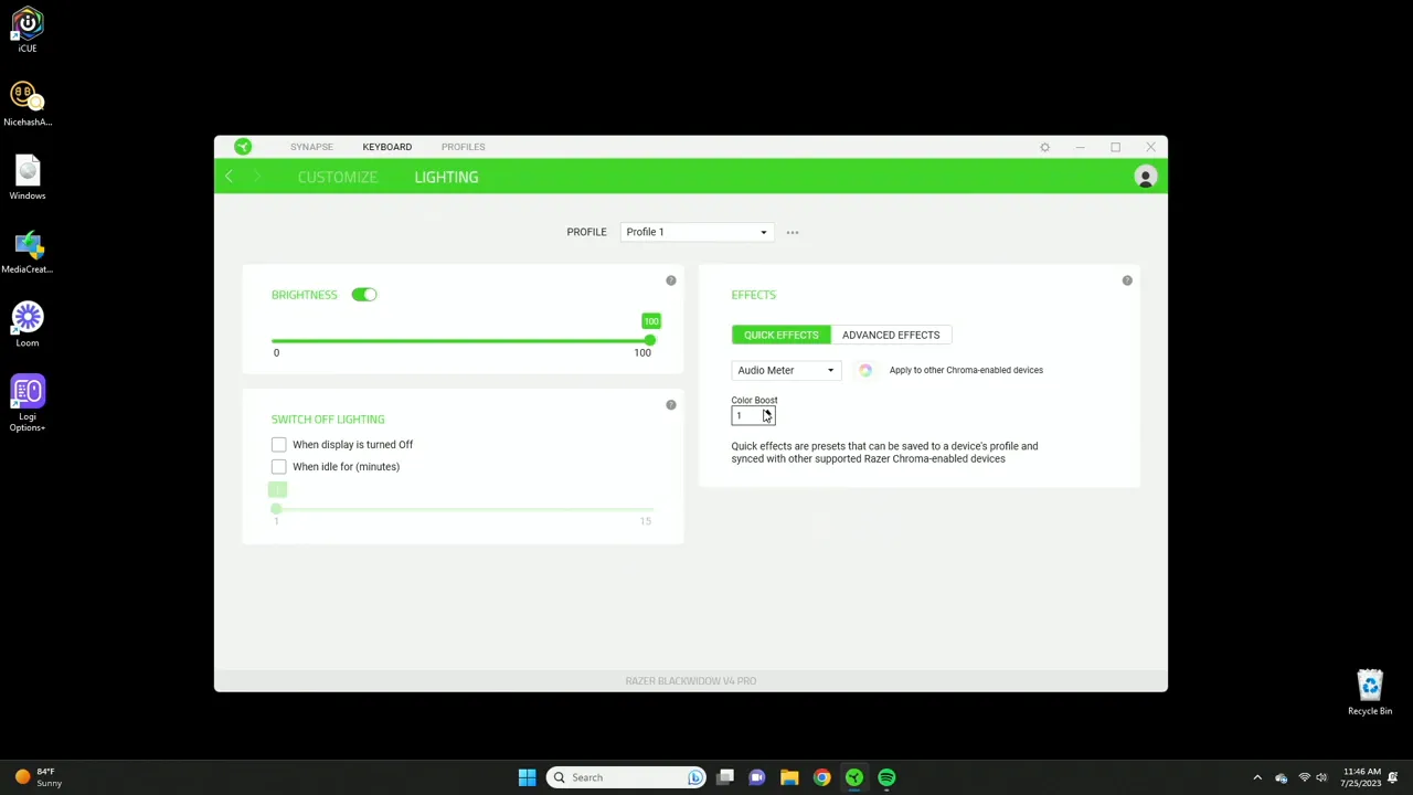 Audio metering lighting effect reacting to music