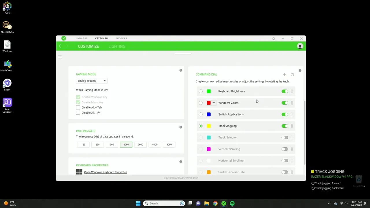 Command dial modes being toggled