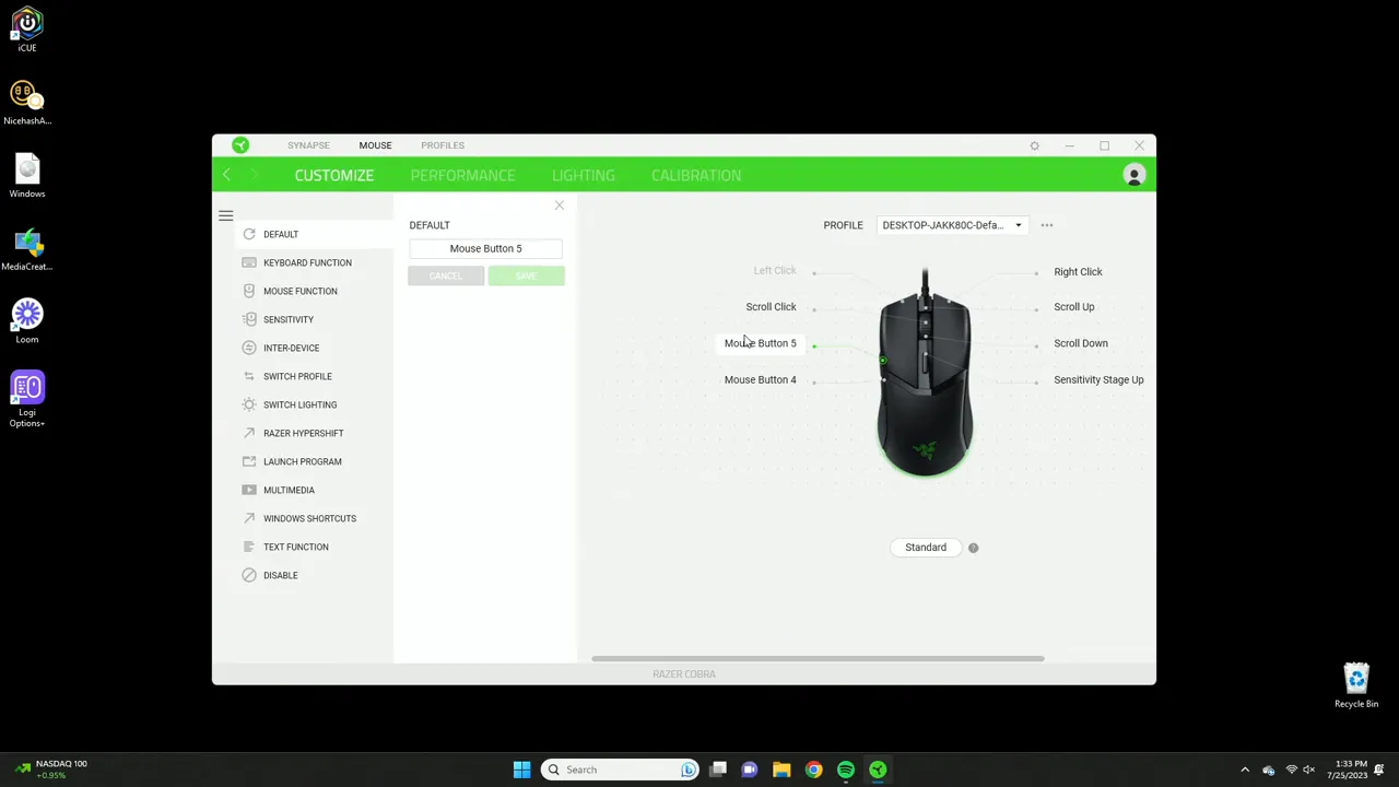 Assigning a side button to a keyboard function in Synapse