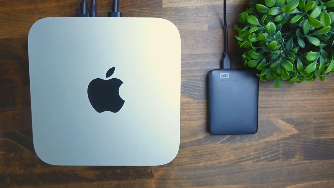 External hard drive next to Mac Studio