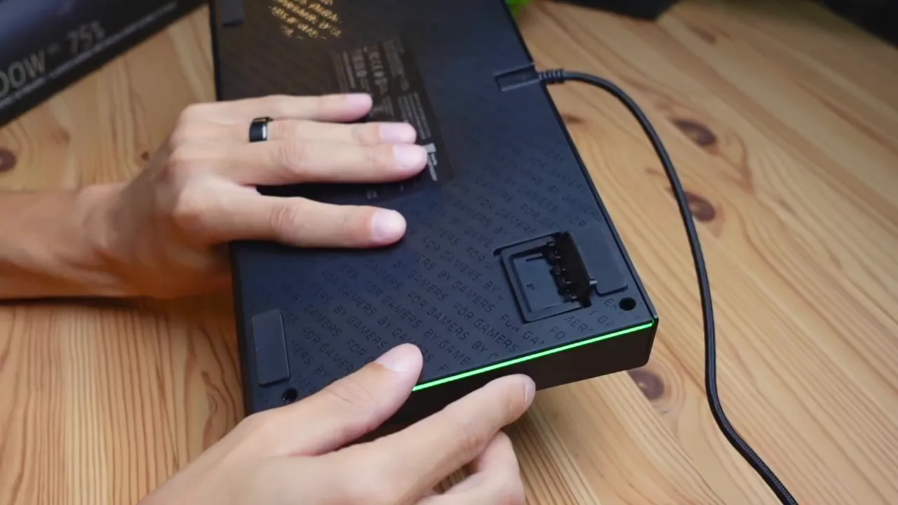 Vibrant RGB underglow on the BlackWidow V4 75%