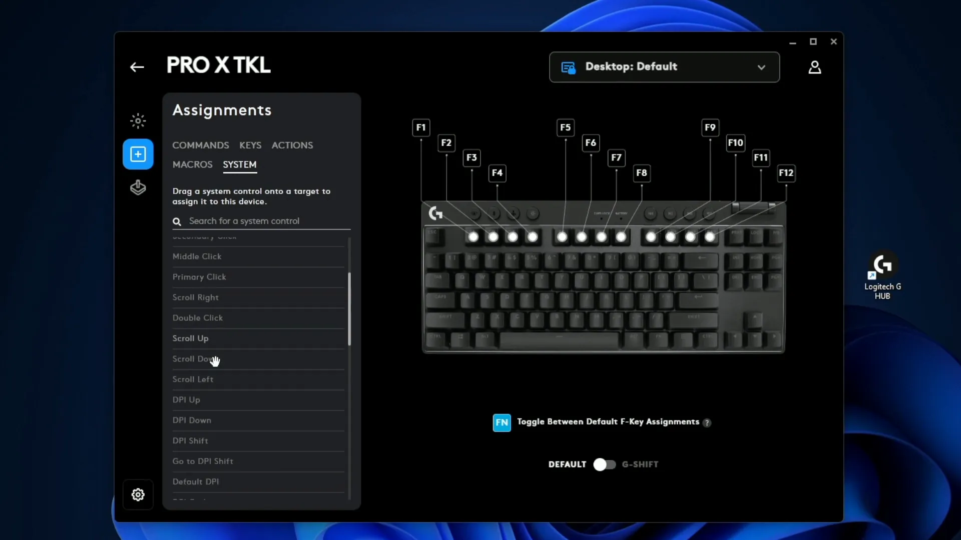 Actions tab with OBS and Discord shortcuts