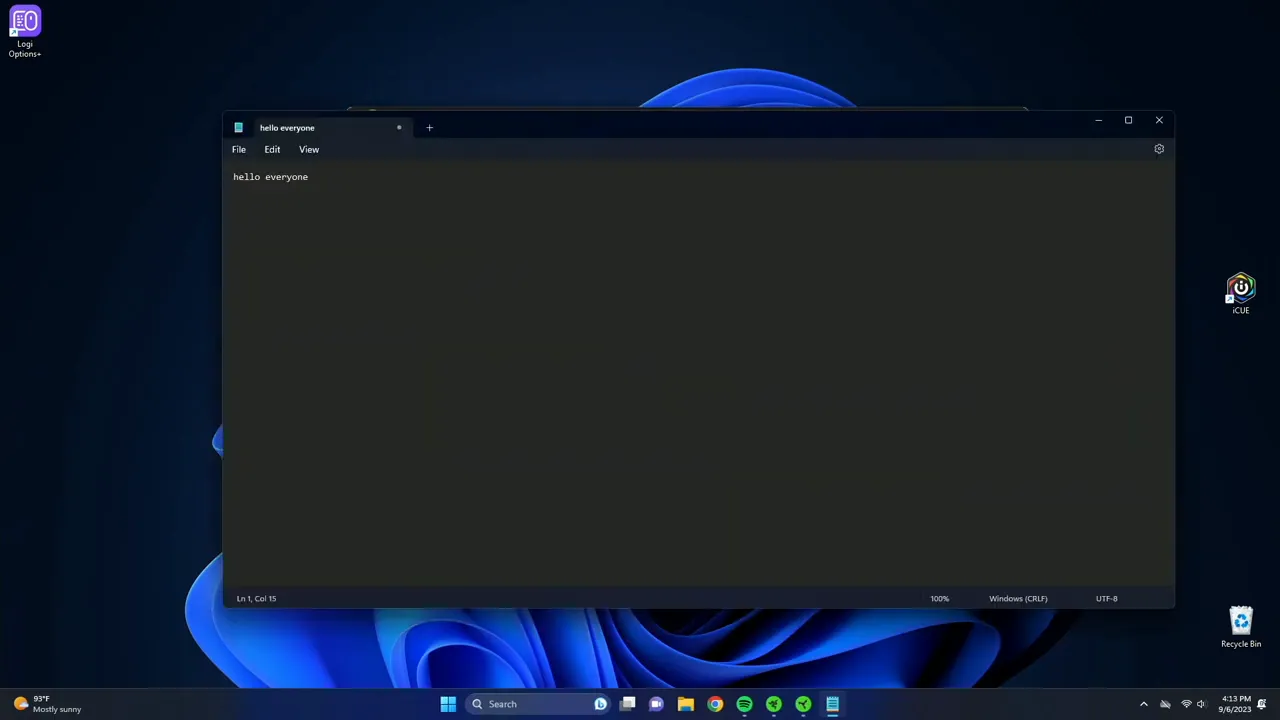 Text macro example pasting text into Notepad