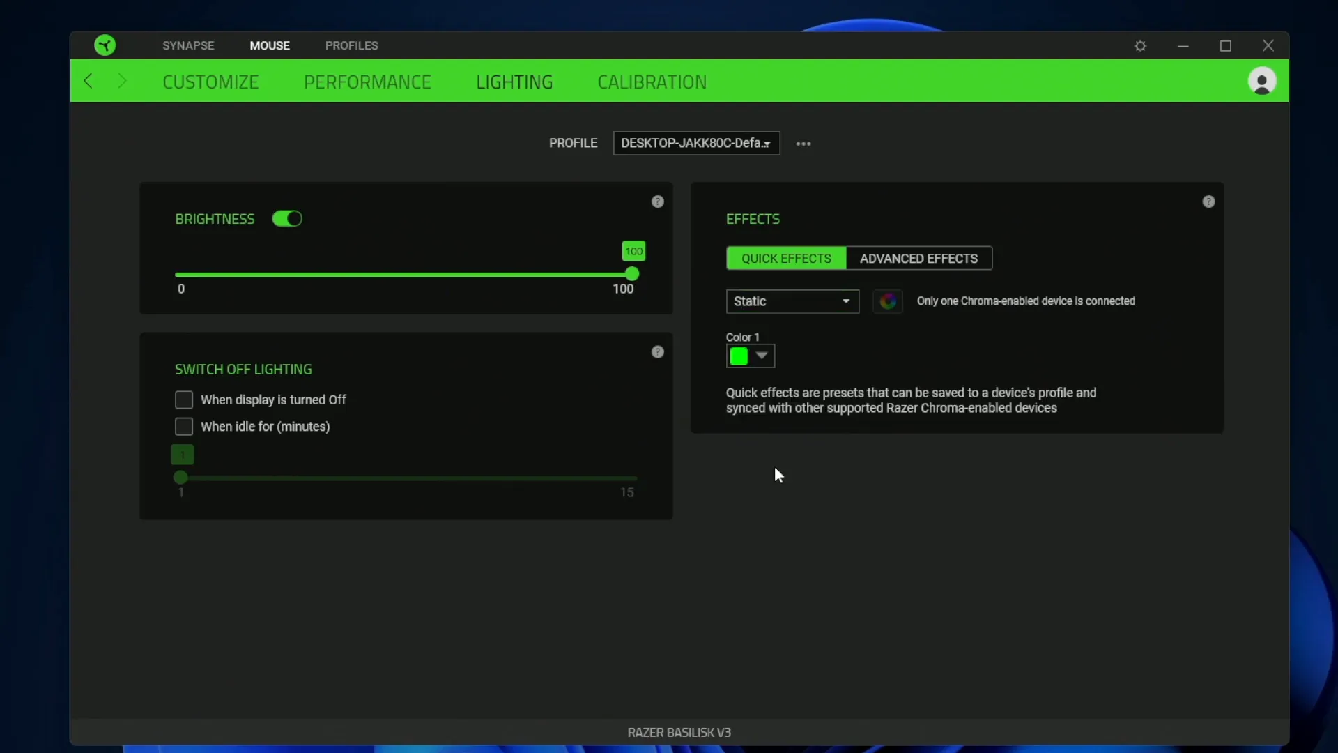 Razer Basilisk V3 lighting effects