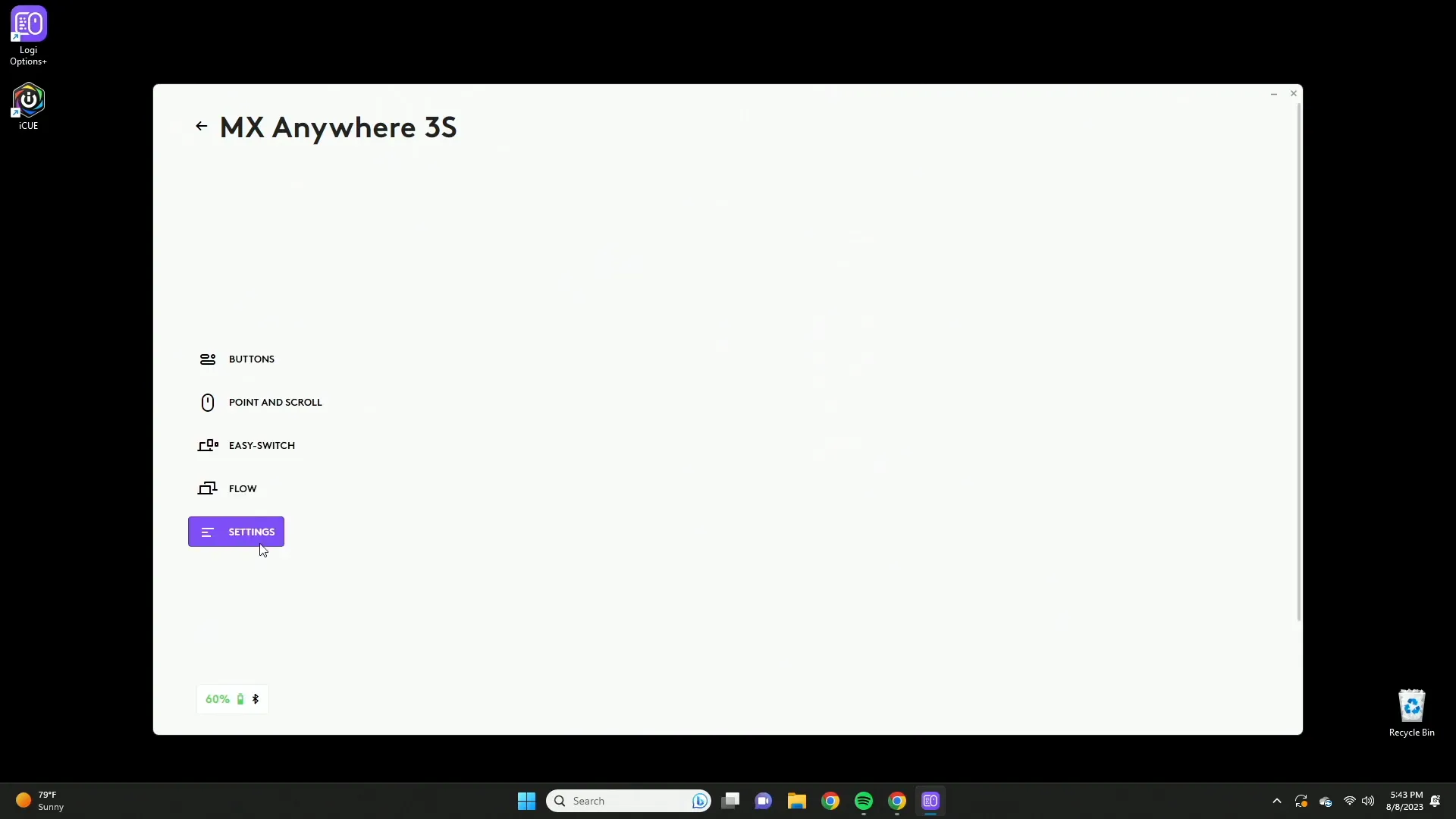 Logi Options+ software interface