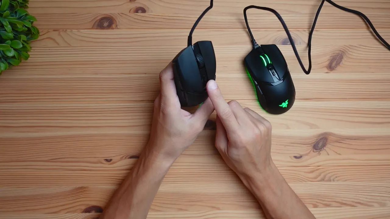 Top view showing the Cobra Pro with two DPI buttons