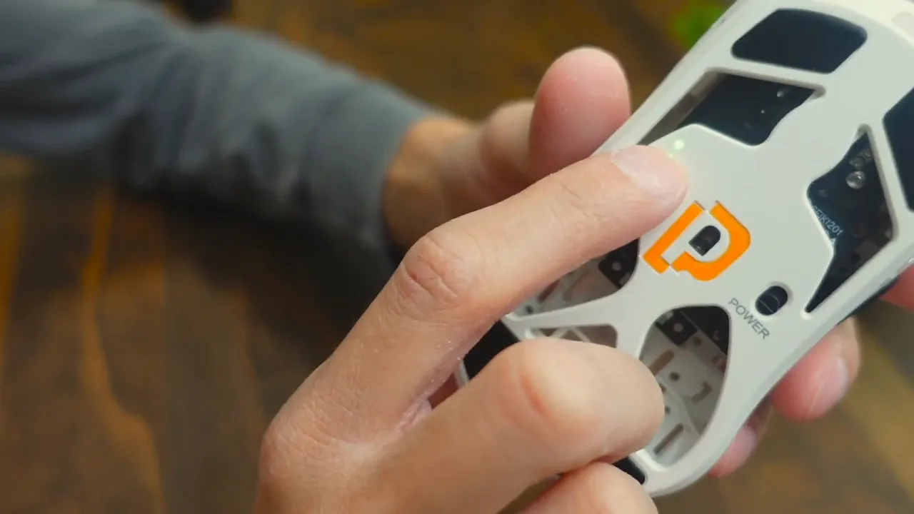 Projects Gaming Sleeper underside showing power switch, sensor, and LED indicator