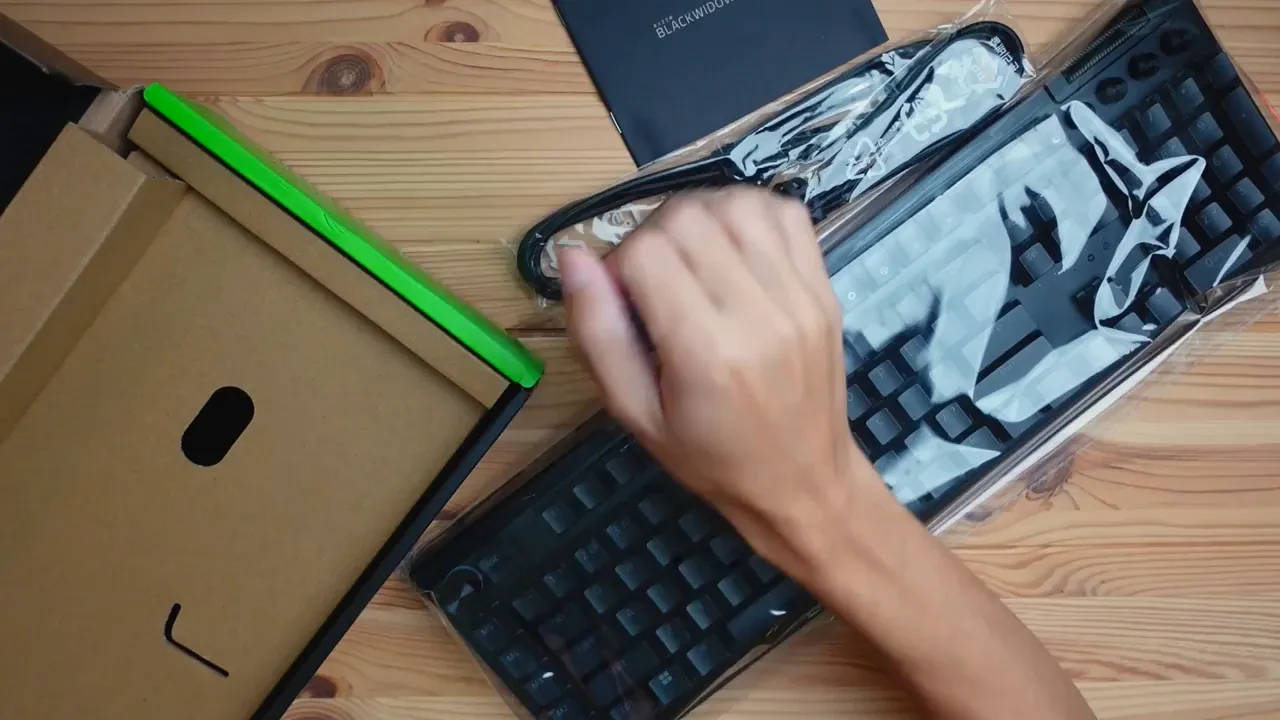 BlackWidow V4 Pro unboxed showing keyboard and accessories