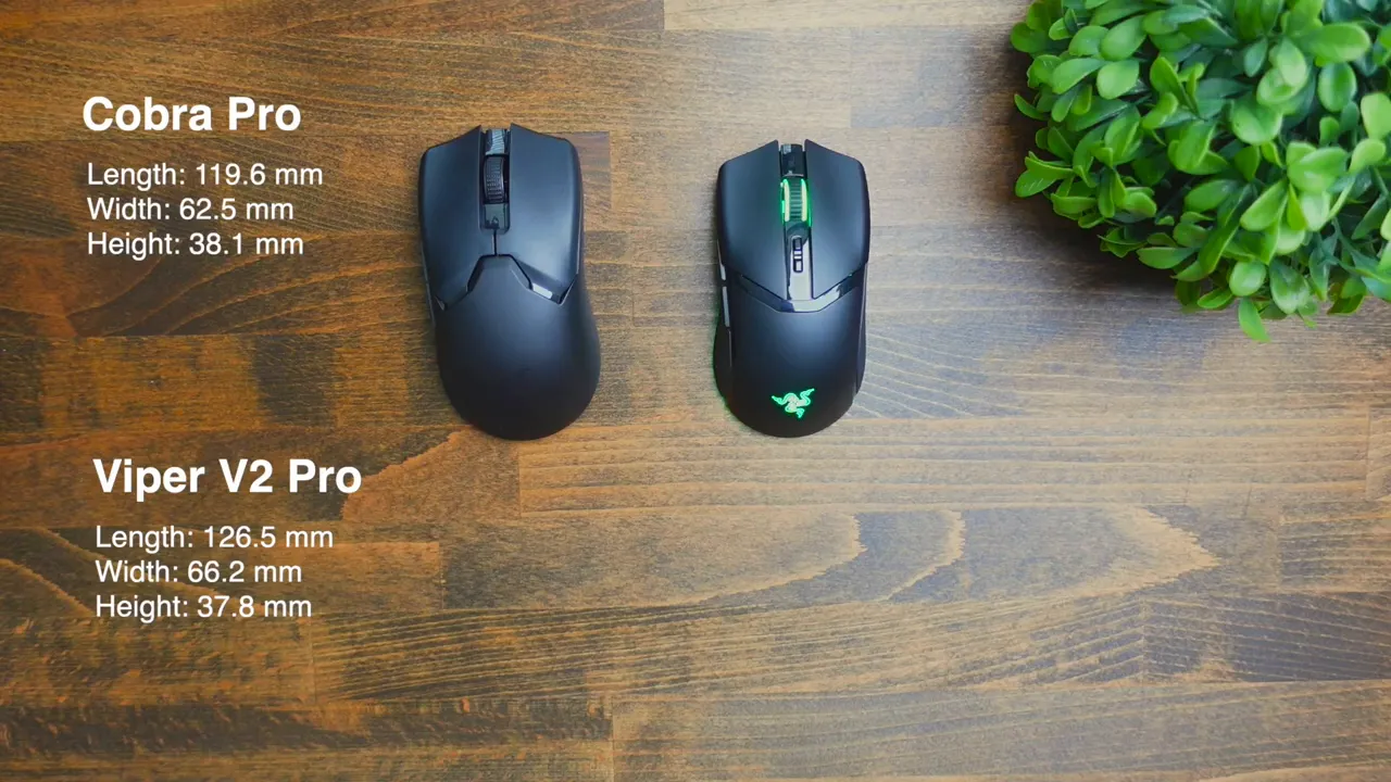 Size comparison overlay of Viper V2 Pro and Cobra Pro