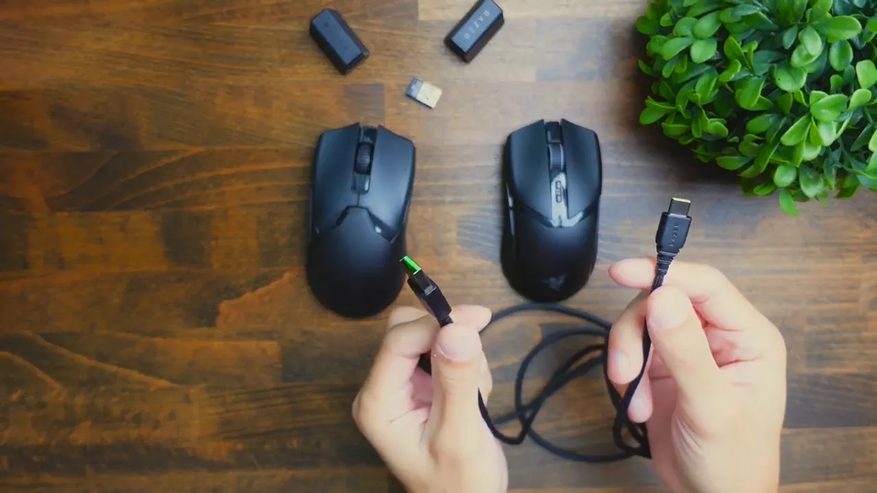 Both mice with braided USB-C cables
