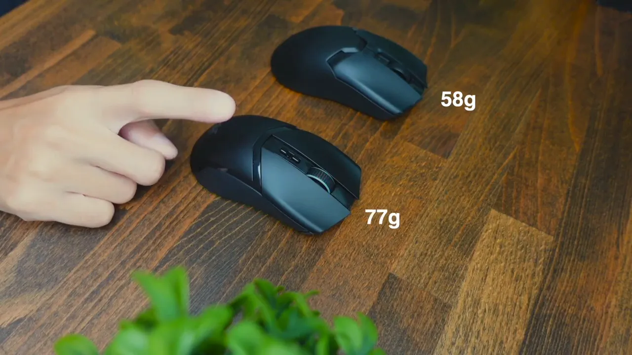 Both mice side-by-side showing weight comparison