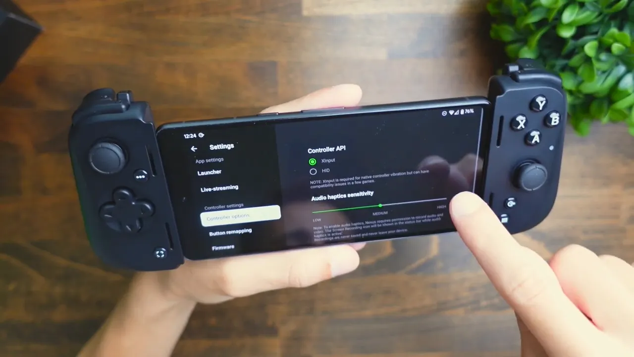 Razer Nexus controller settings showing haptic modes and remapping