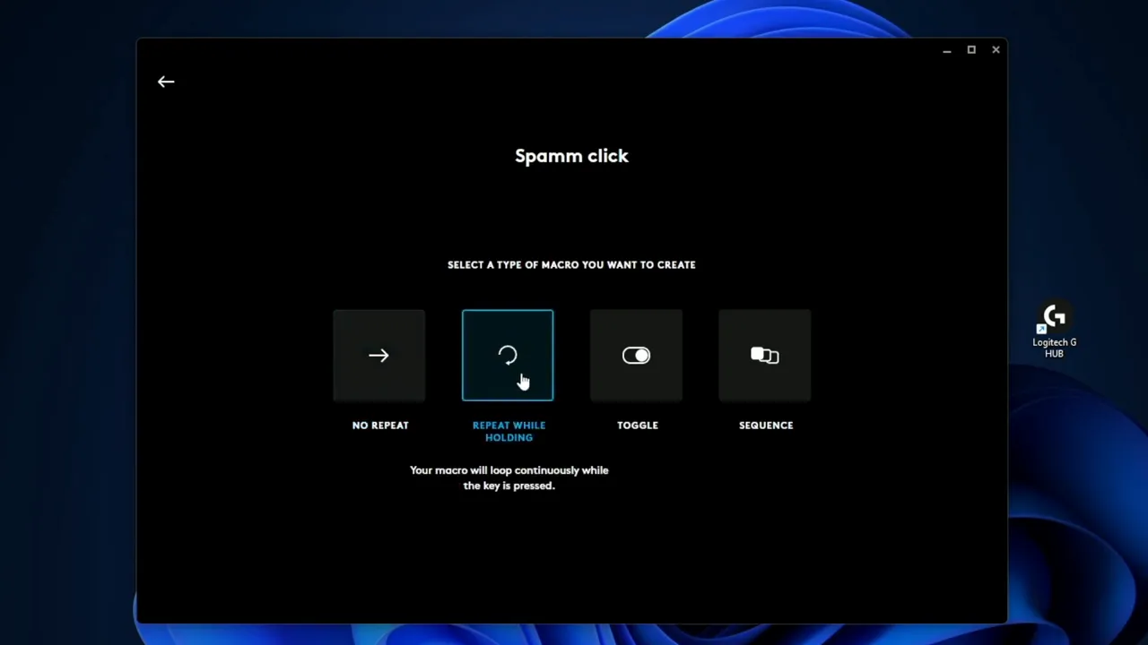 Creating a new macro in G HUB