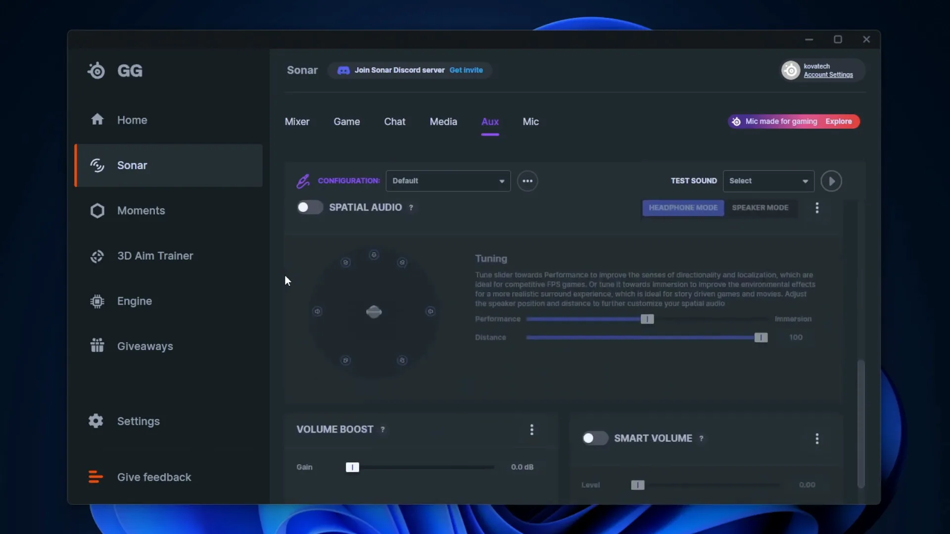 Sonar software interface