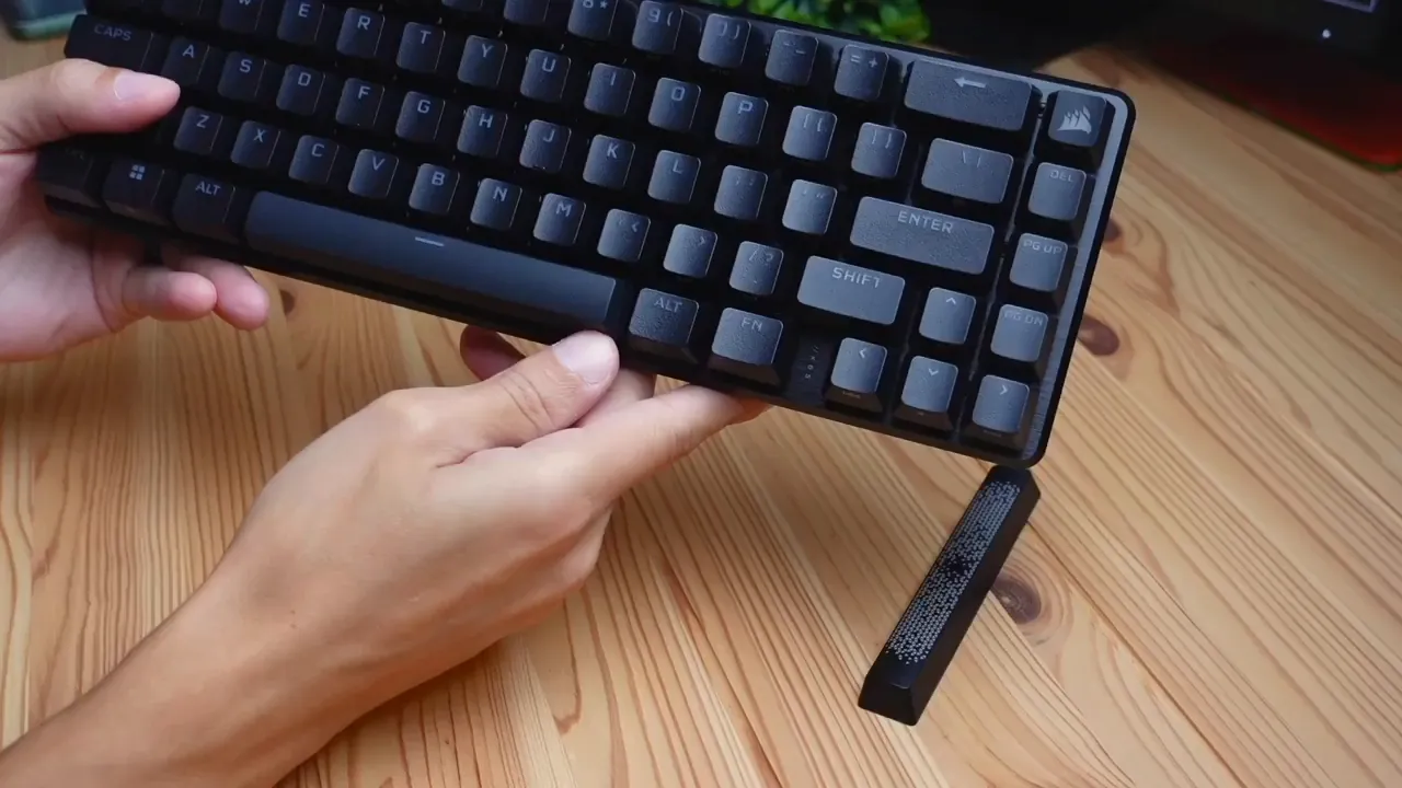Corsair K65 Pro Mini keyboard out of the box showing 65 percent layout