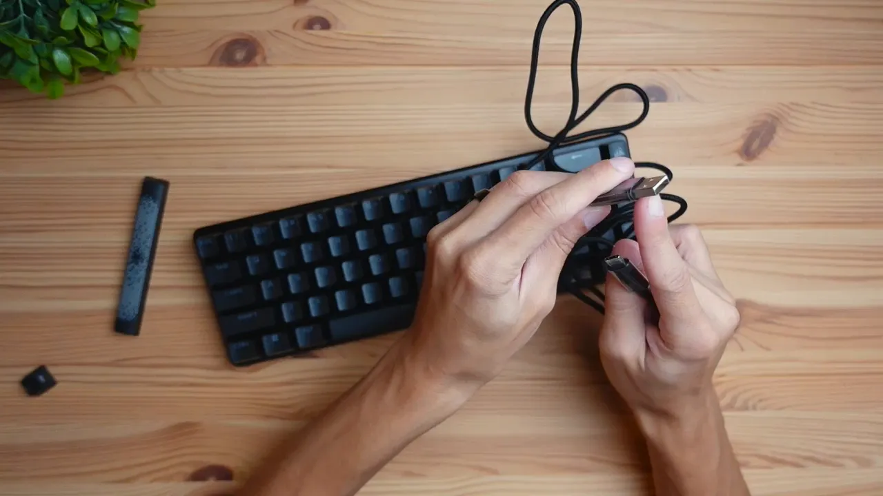 Braided USB-C to USB-A cable included with keyboard