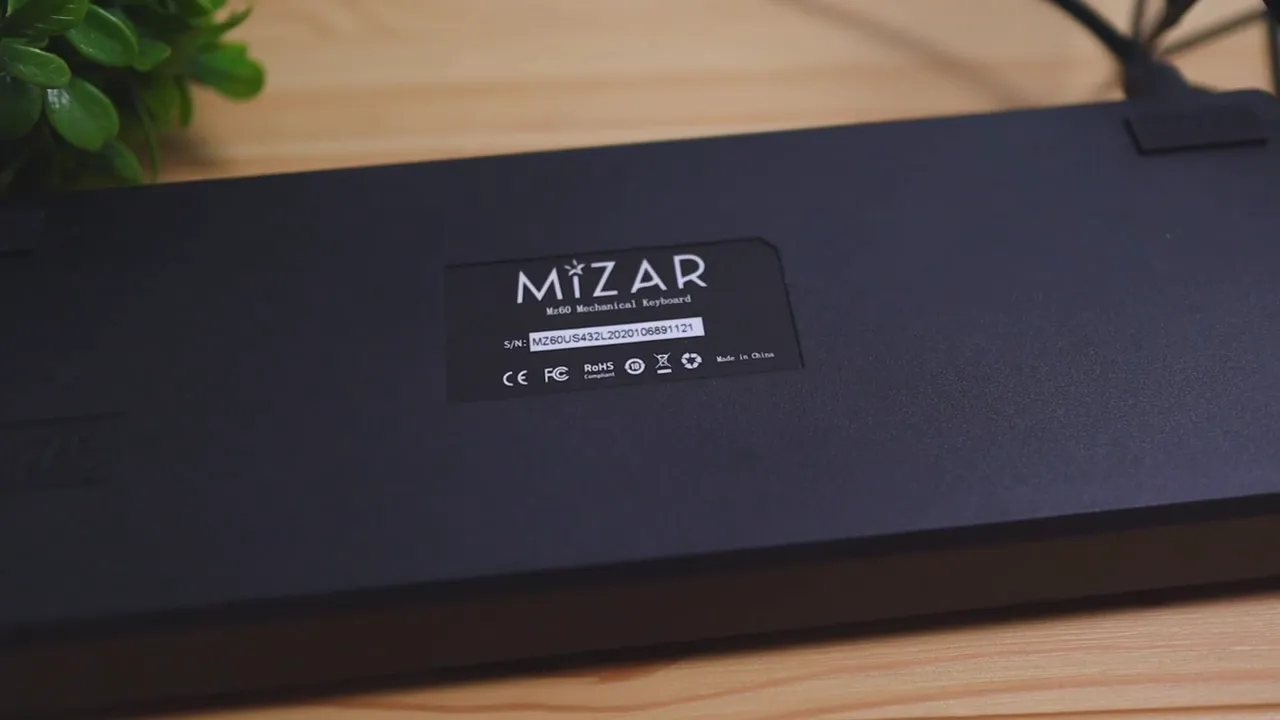 Mizar MZ60 Luna underside label showing branding and compliance marks