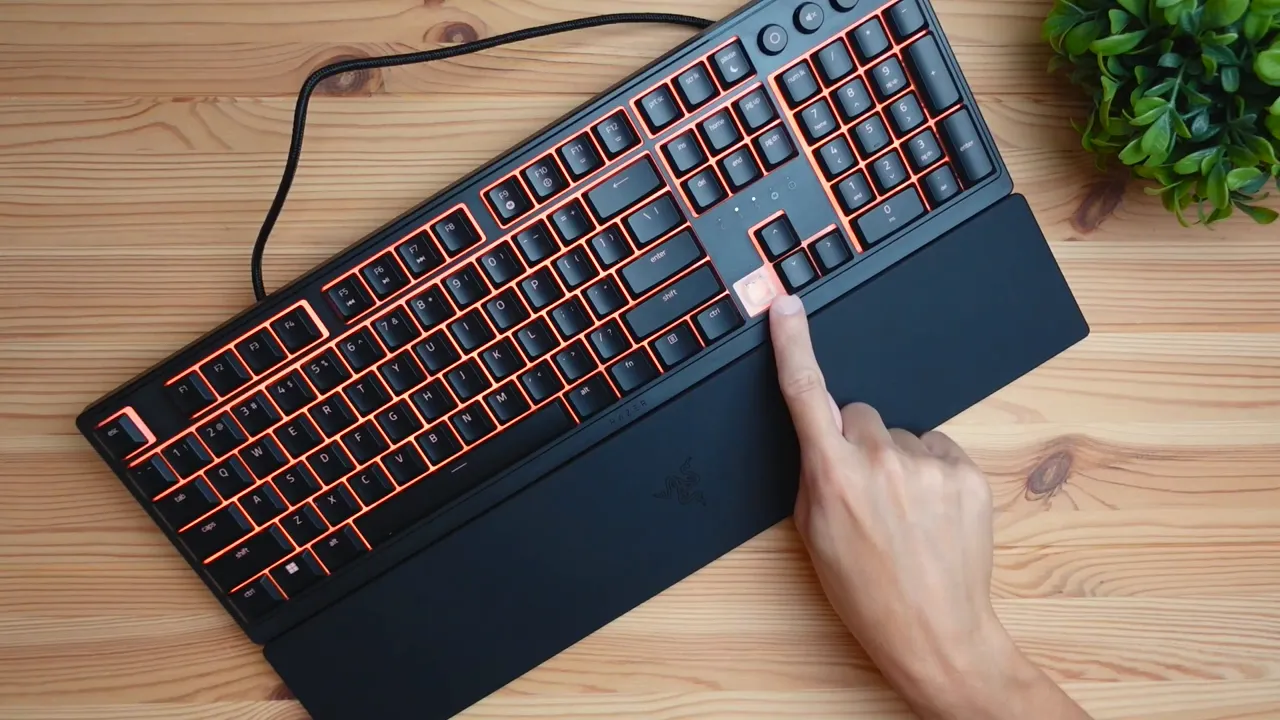 Close-up of exposed Mecha-Membrane switch under keycap