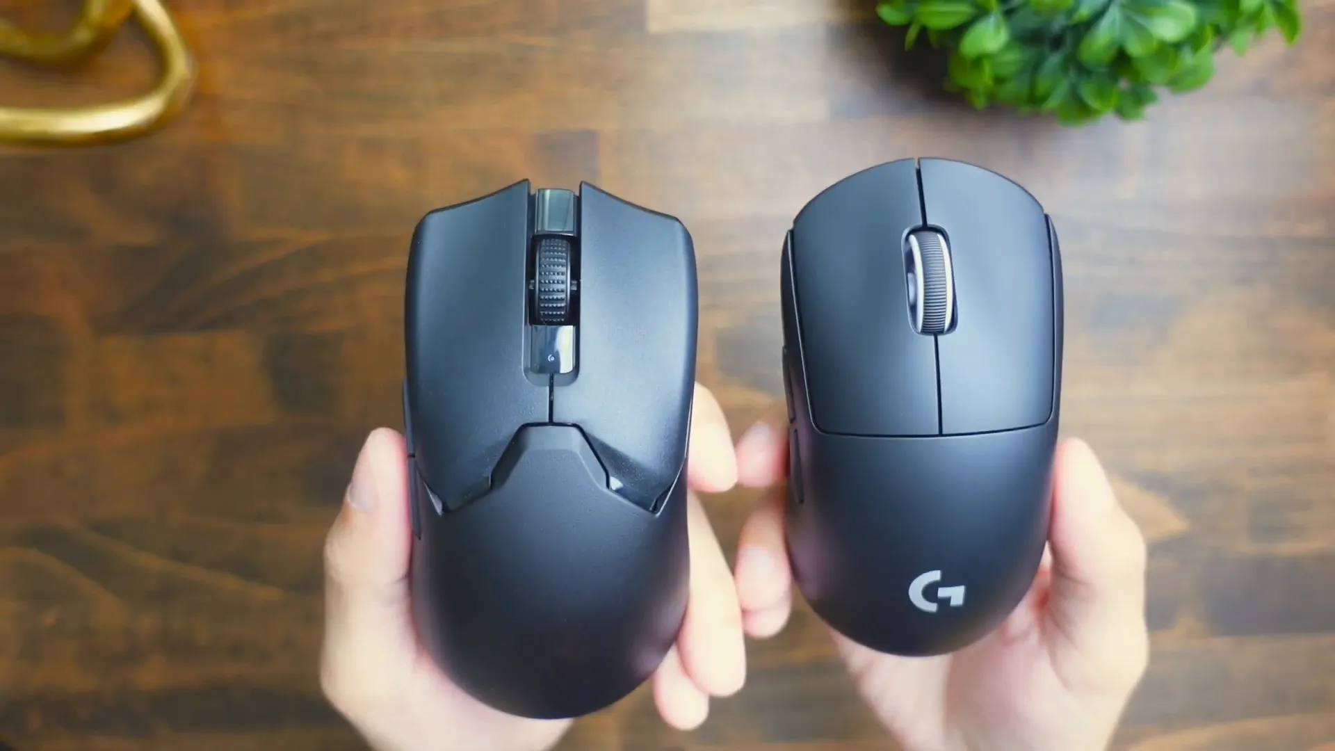 Side-by-side design comparison of Logitech and Razer mice