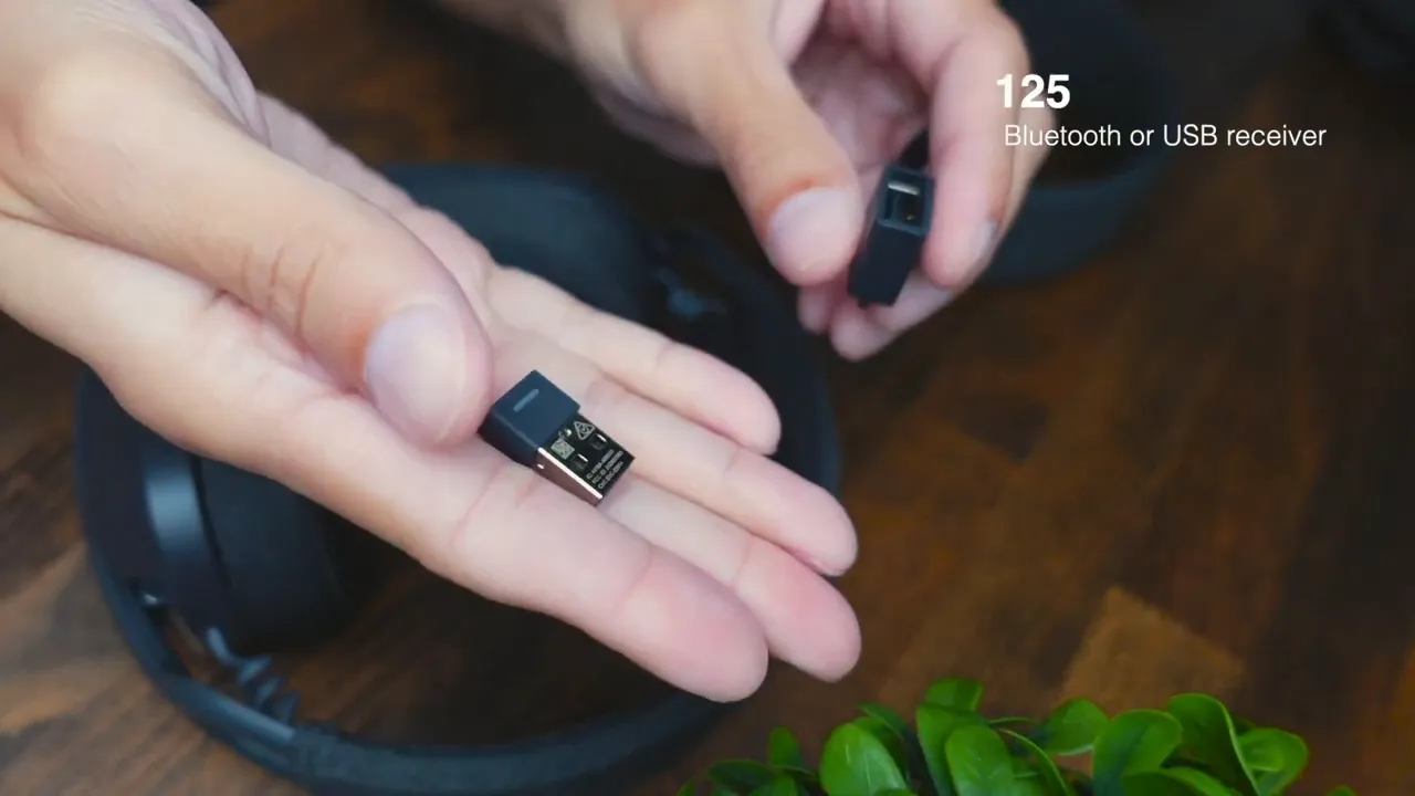 USB-A wireless receiver and USB-C adapter included with Zone Vibe 125