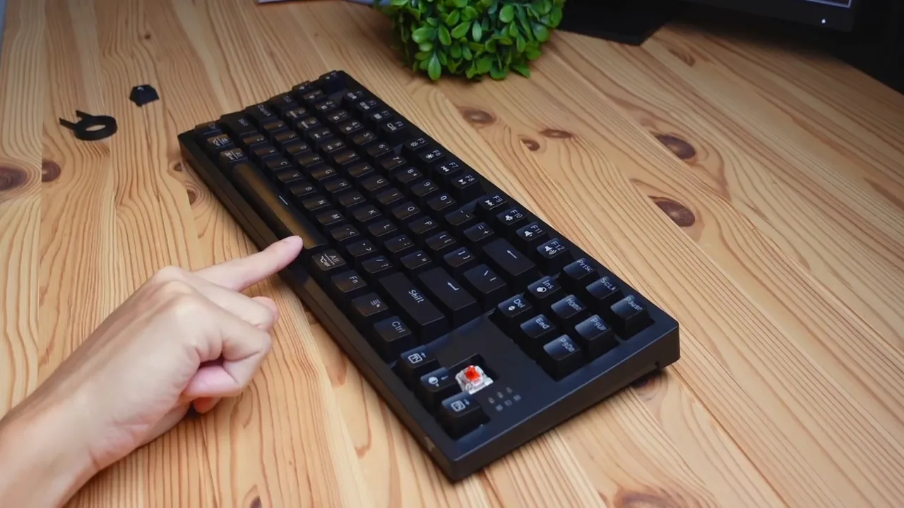 Close-up of keycaps and spacing during typing demonstration