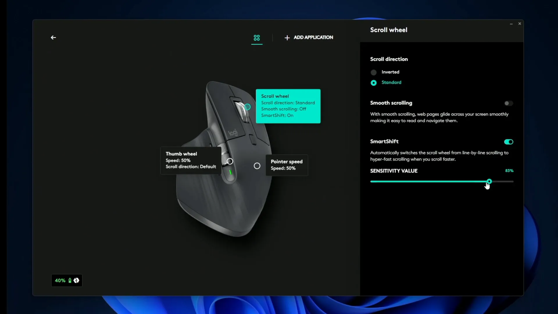 Scroll wheel customization options