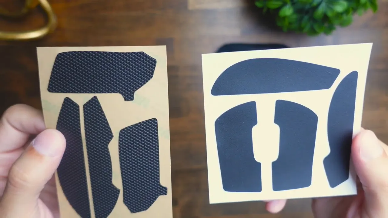 Close-up of Razer and Logitech sticker grip textures