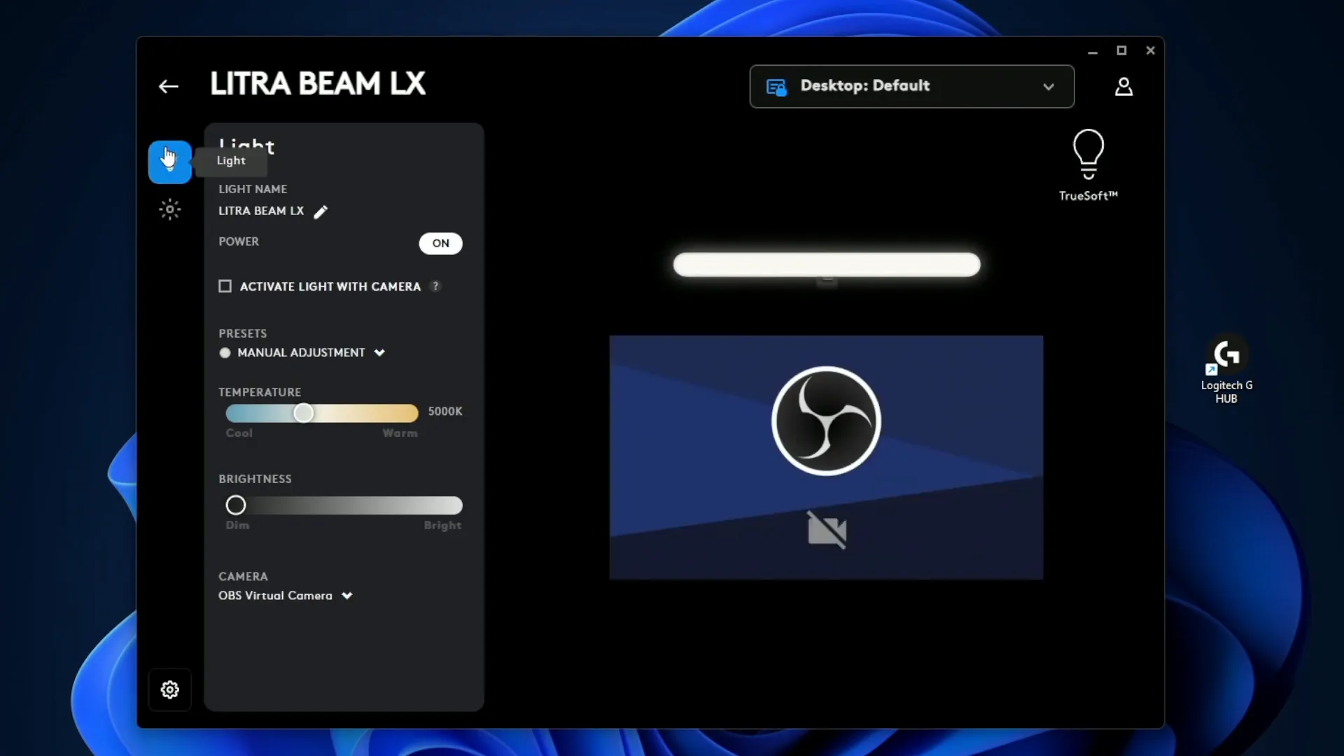 RGB lighting patterns of Logitech G Litra Beam LX
