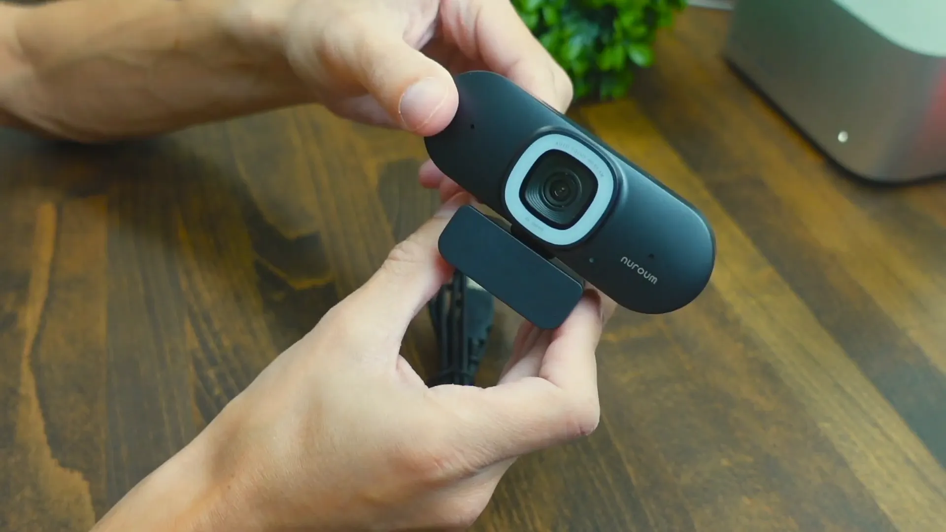 Showing the webcam's design and build quality