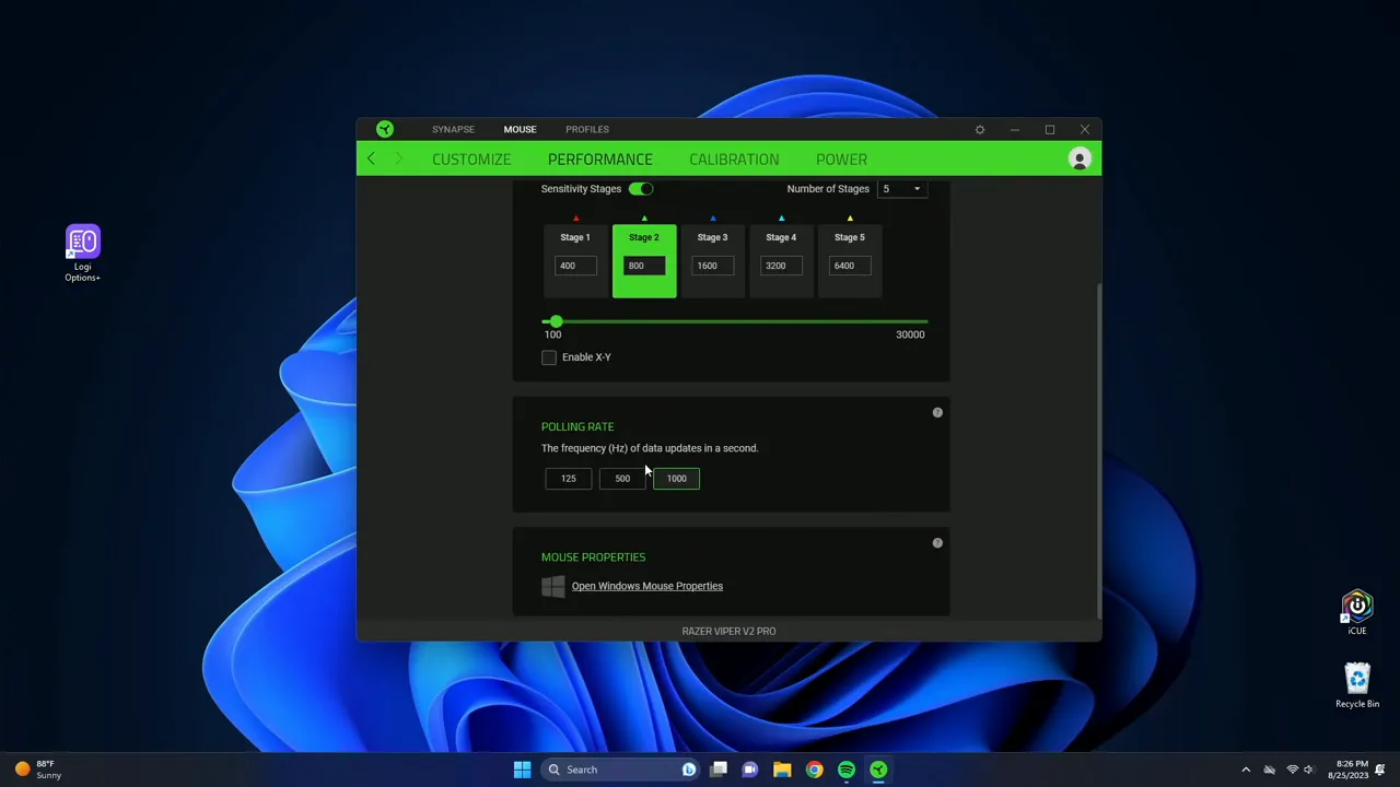 Polling rate and Razer HyperSpeed Wireless options