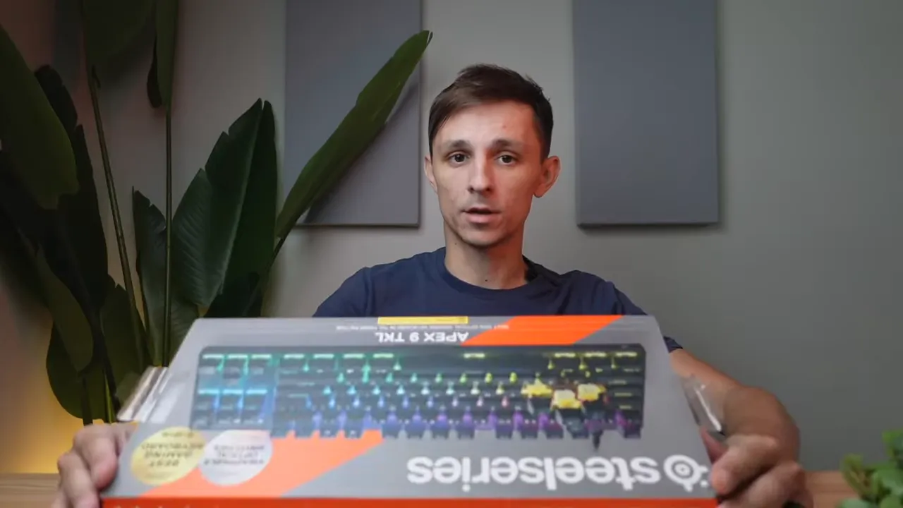 SteelSeries Apex 9 TKL retail box held up to the camera