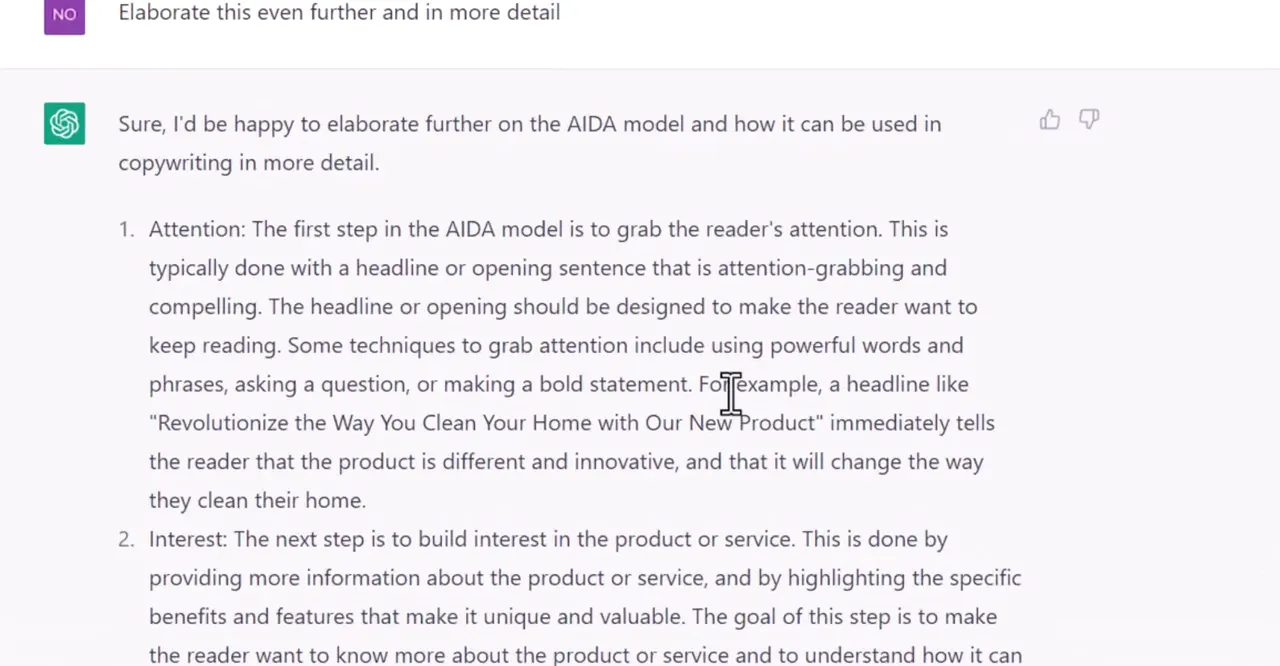 Prompts für AI Copywriter: So holst du das Maximum aus ChatGPT heraus 8 Ausführlichere Erklärung des AIDA-Modells von ChatGPT