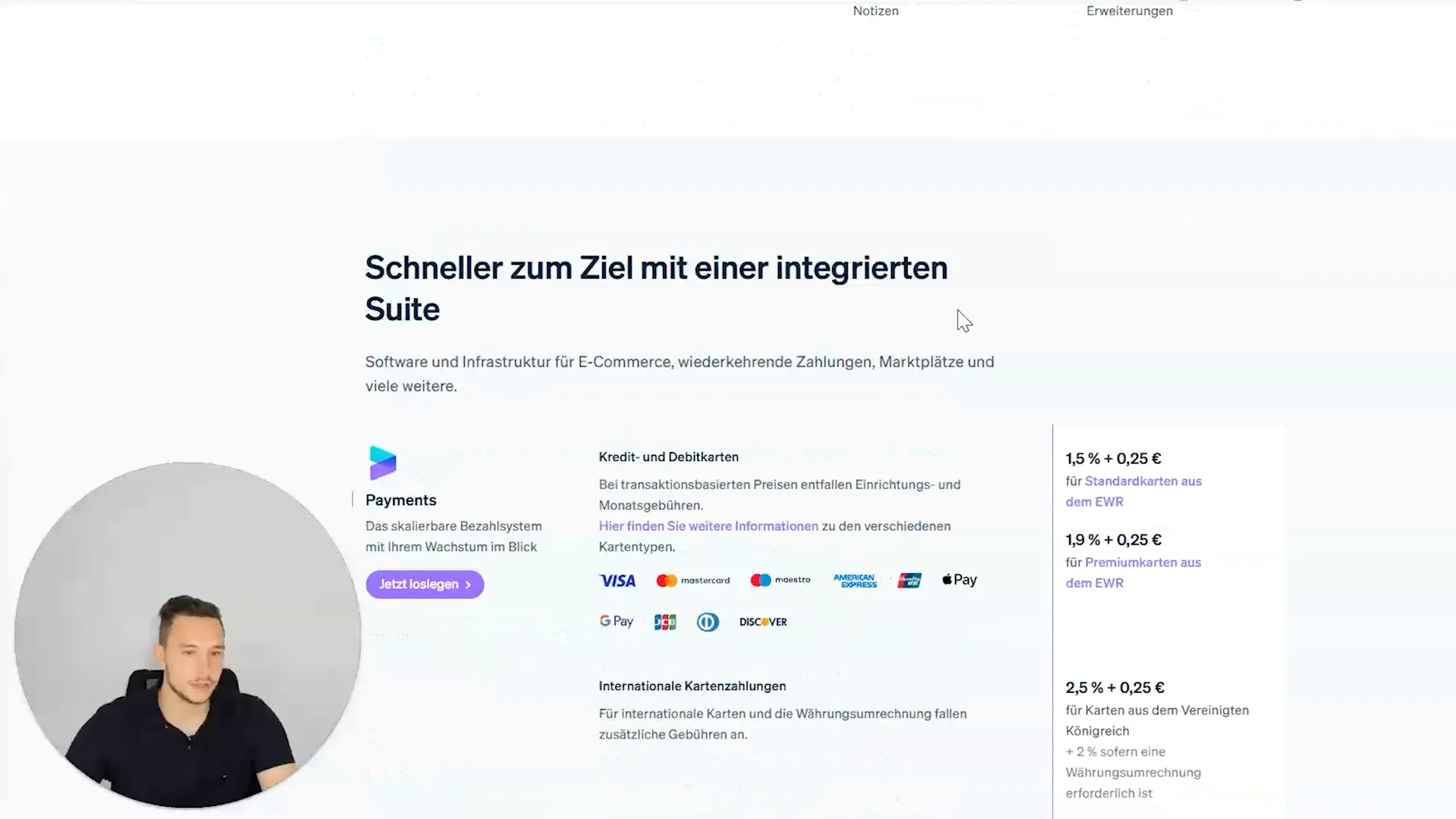 Stripe Zahlungsanbieter auf der Website