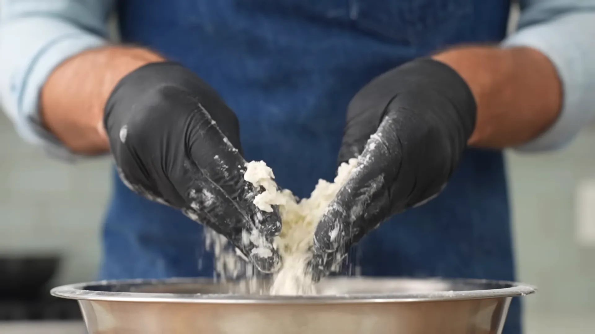 Close-up of craggy dry mix texture