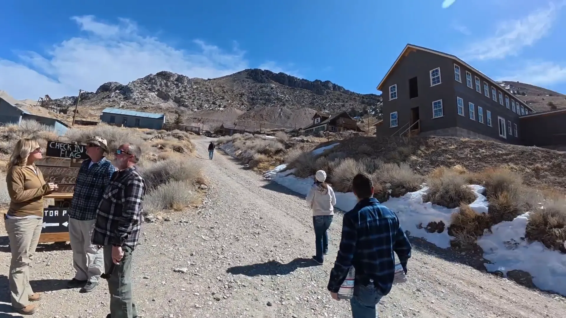 Cerro Gordo mine with the old American Hotel in the background