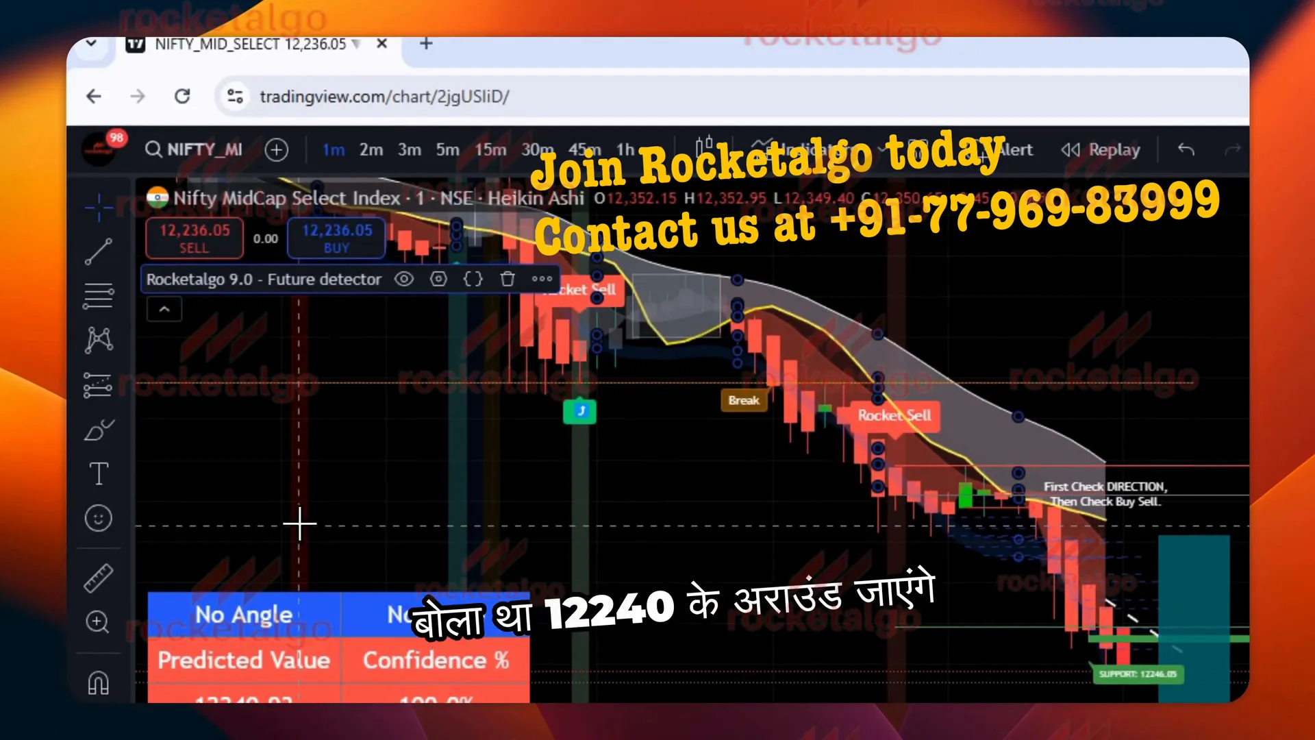 Rocketalgo interface showcasing prediction system