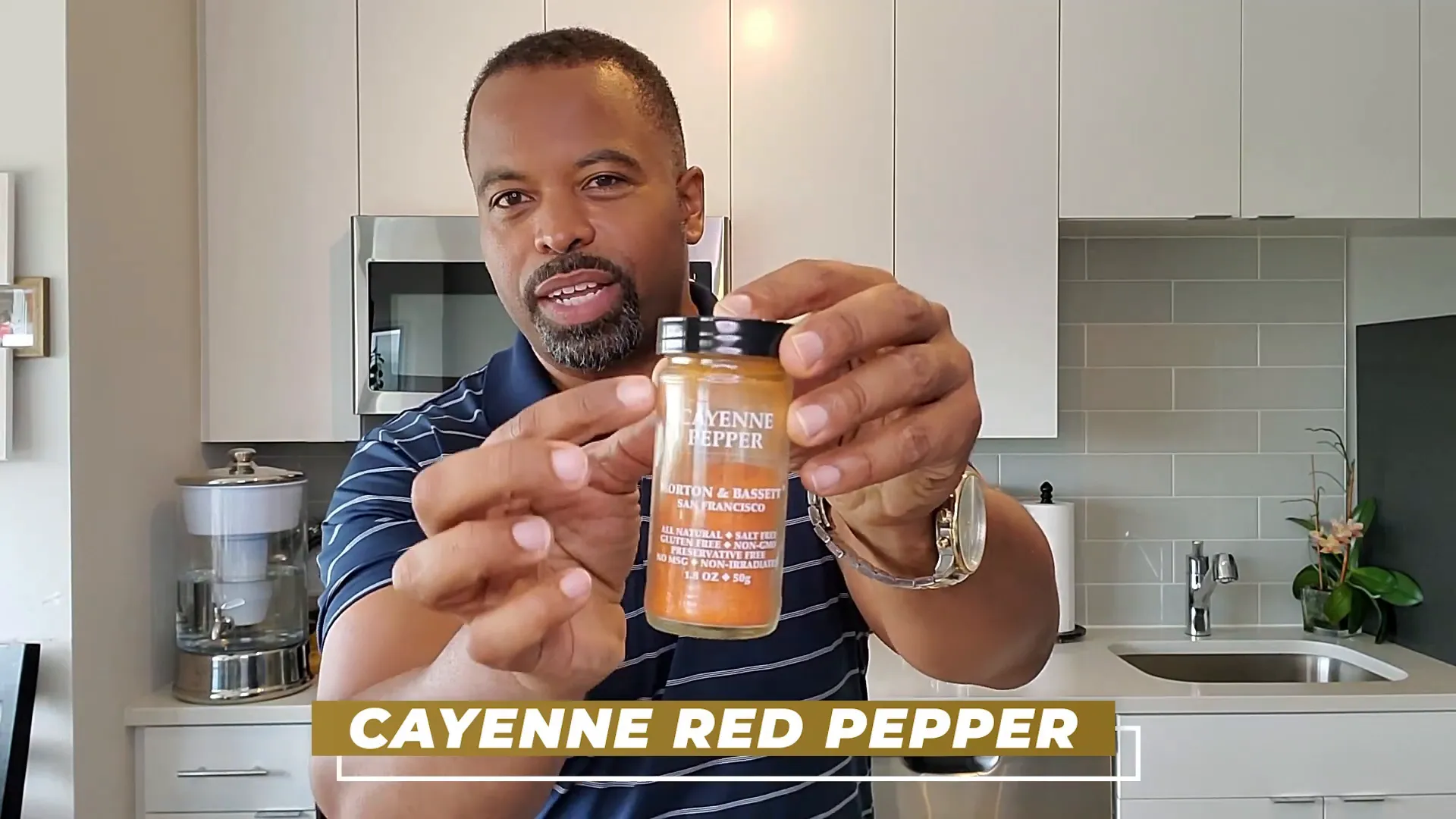Cayenne pepper container showing use