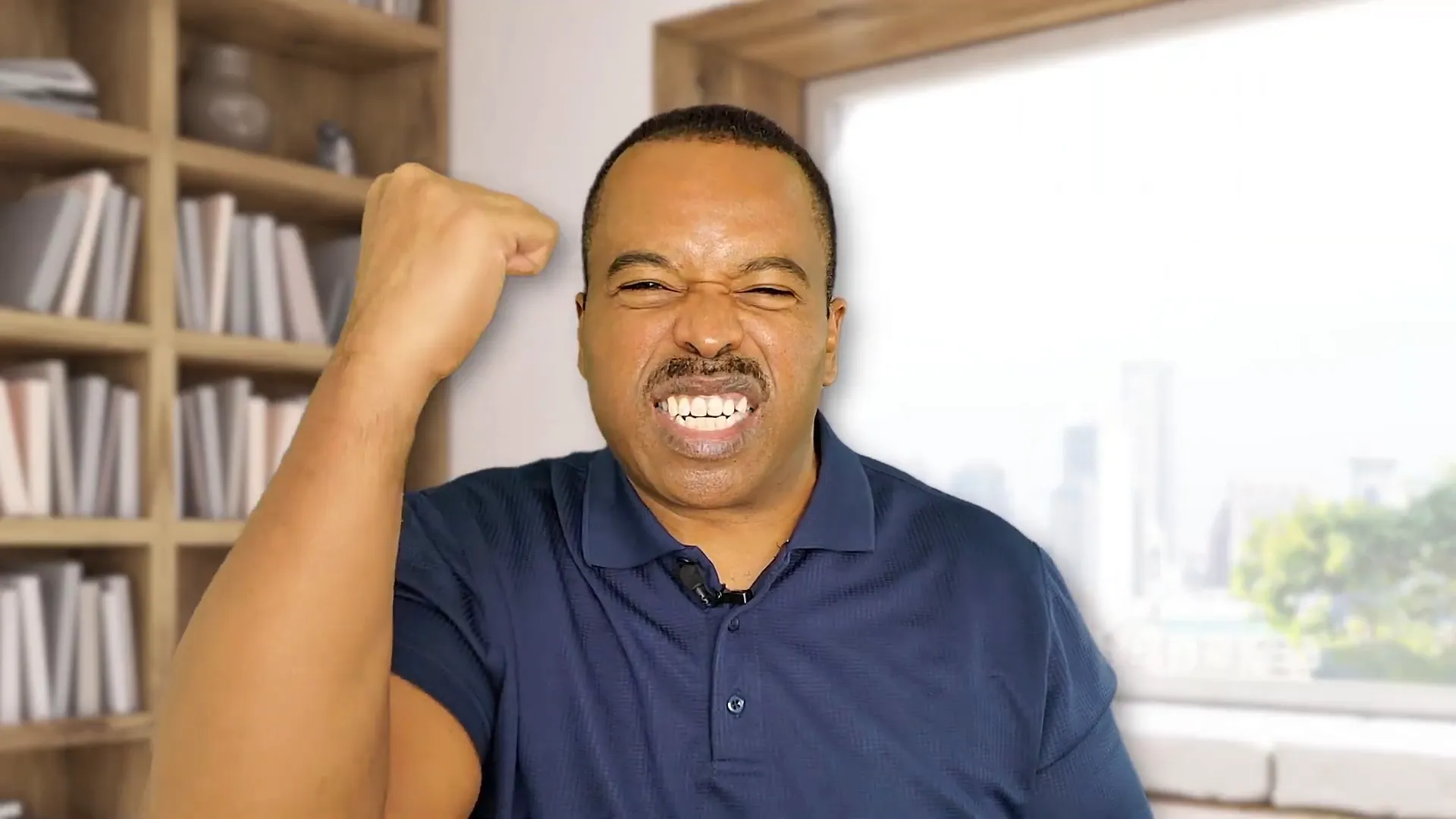 Man confidently smiling after improving sexual health