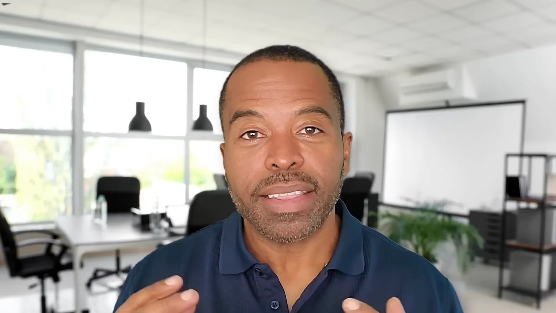 Man practicing deep breathing