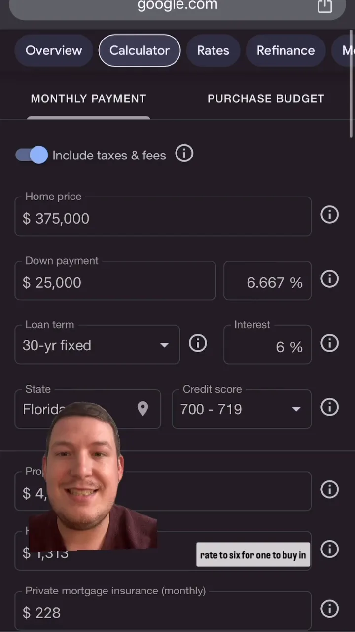 Setting interest rate in mortgage calculator