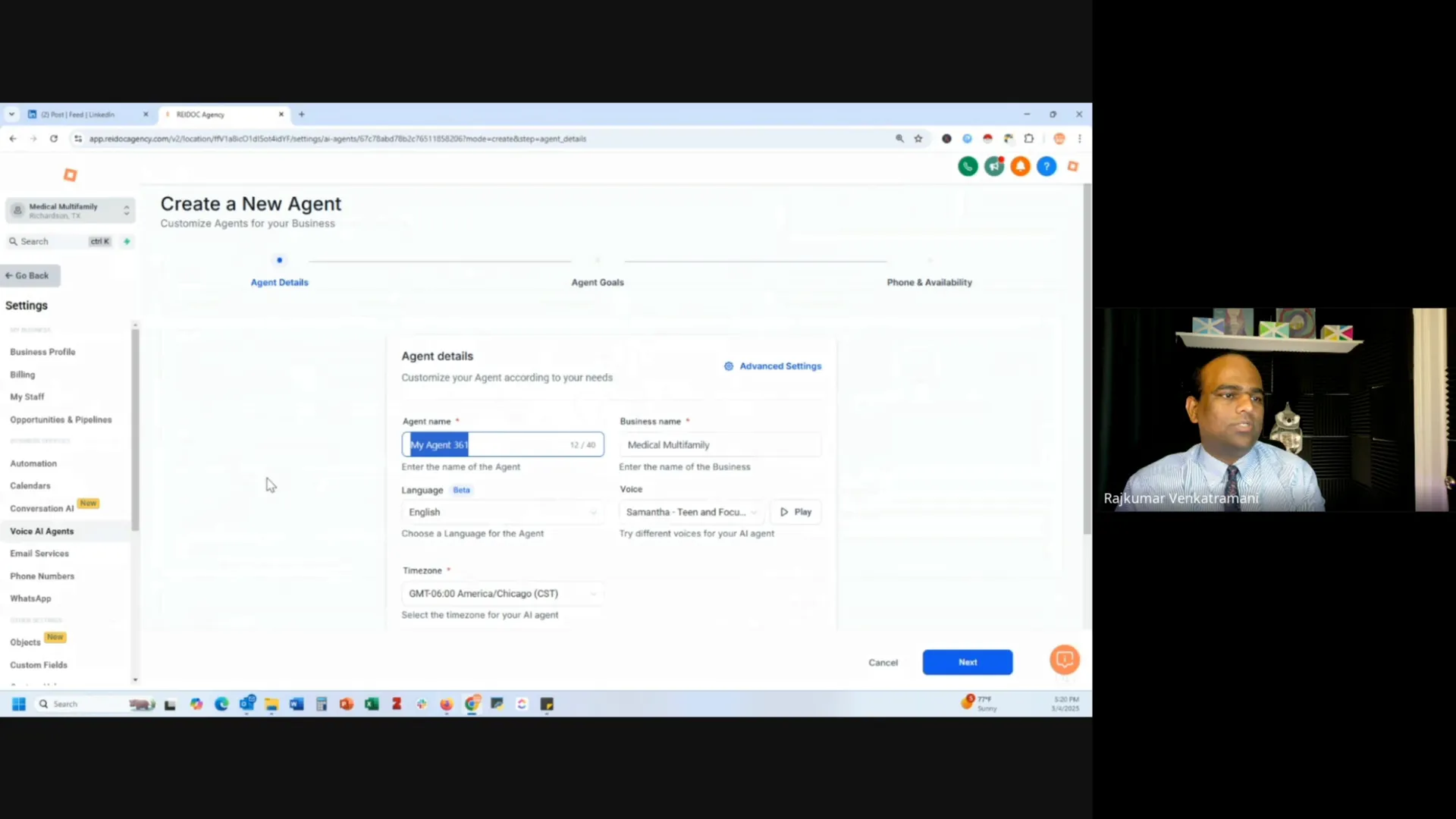 Creating a voice AI agent in the CRM