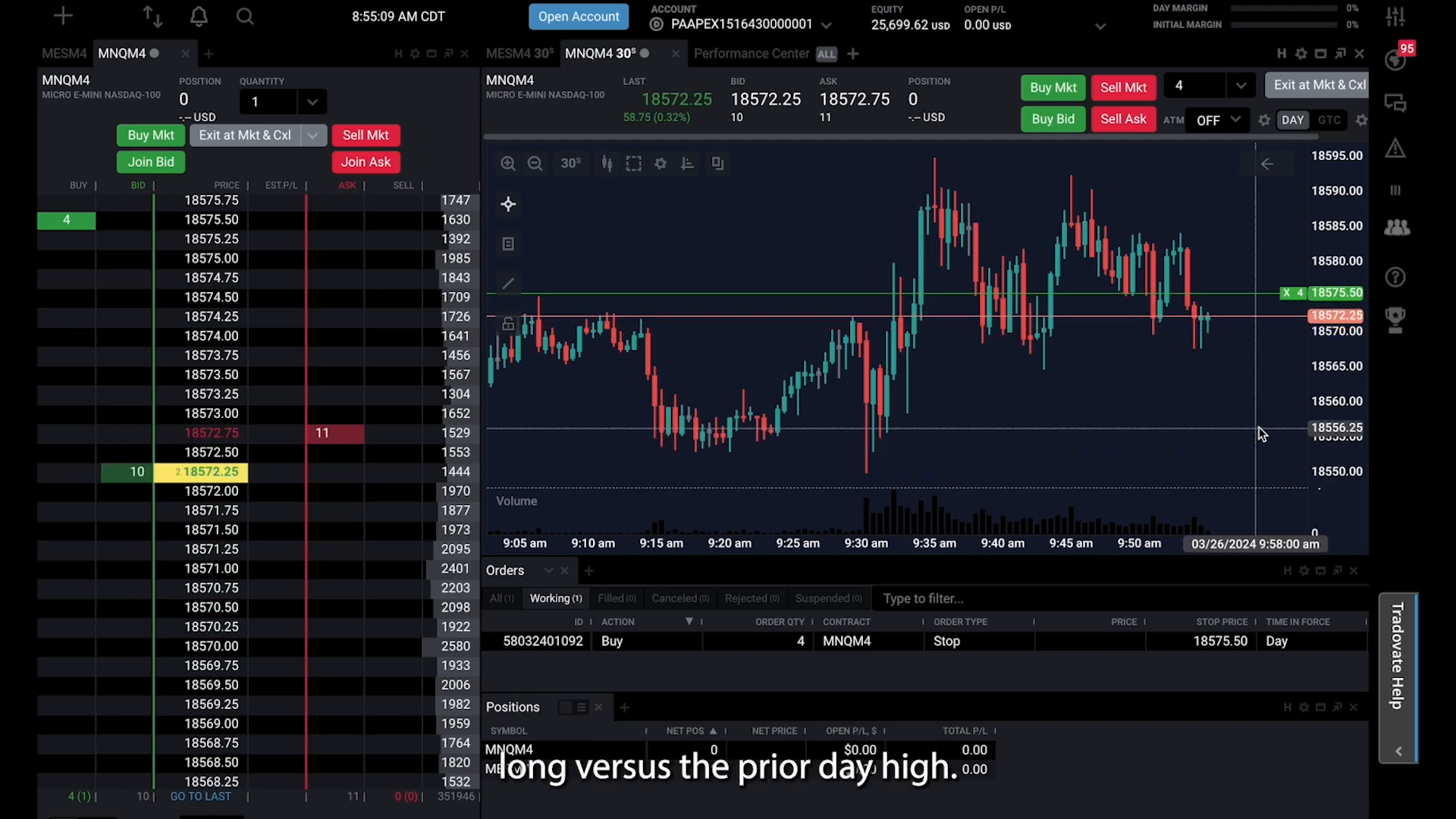 Executing the Trade with Stop Orders